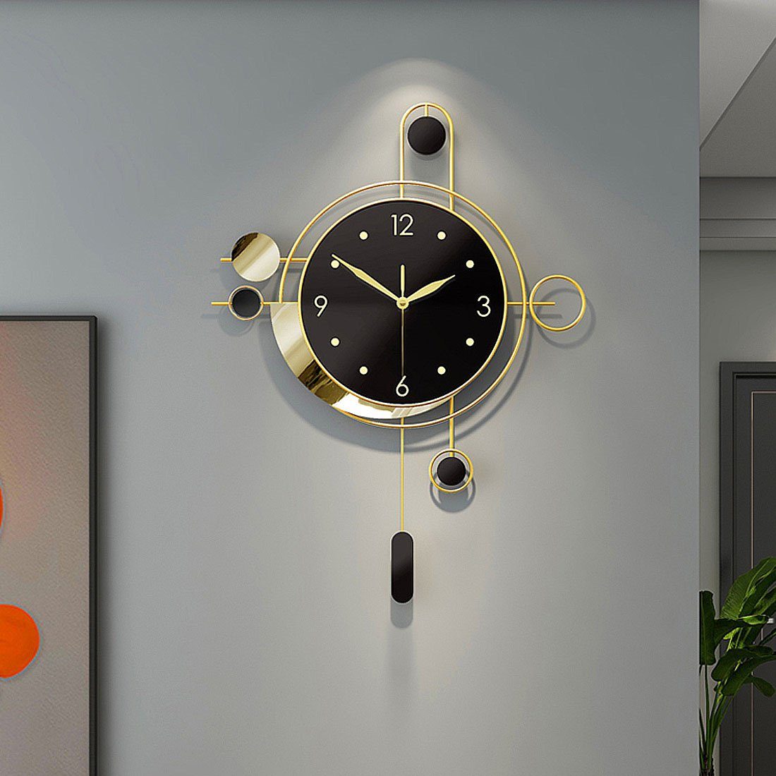 DÖRÖY Wanduhr 55cm Moderne Atmosphäre Mode Wanduhr,Stille Wanduhr,Dekorative Wanduhr