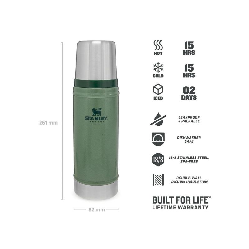 Stanley Thermoflasche, Classic Legendary Bottle Xsmall 16oz \/ 470ml Hammertone Green