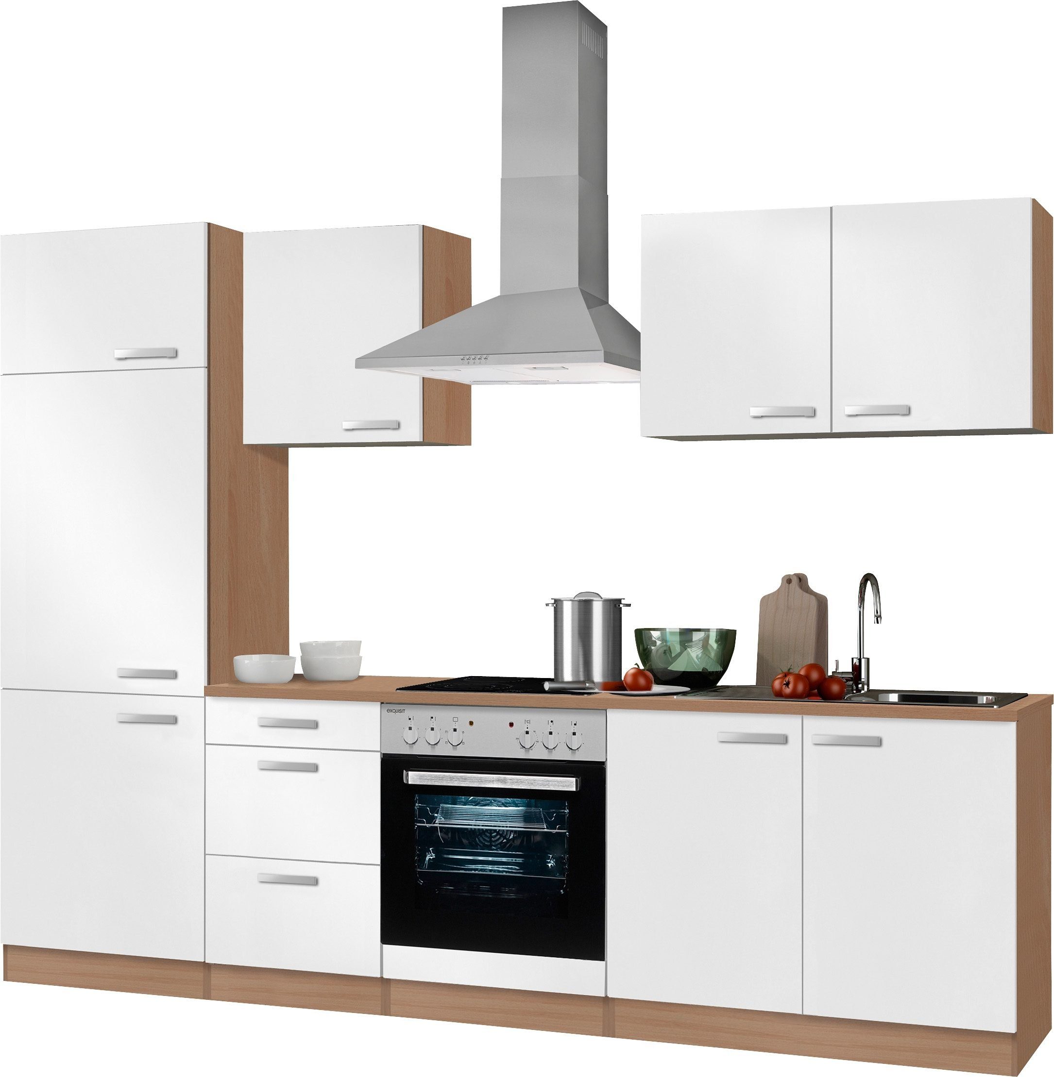 OPTIFIT Küchenzeile Odense, Breite 270 cm, mit 28 mm starker Arbeitsplatte, Gratis Besteckeinsatz