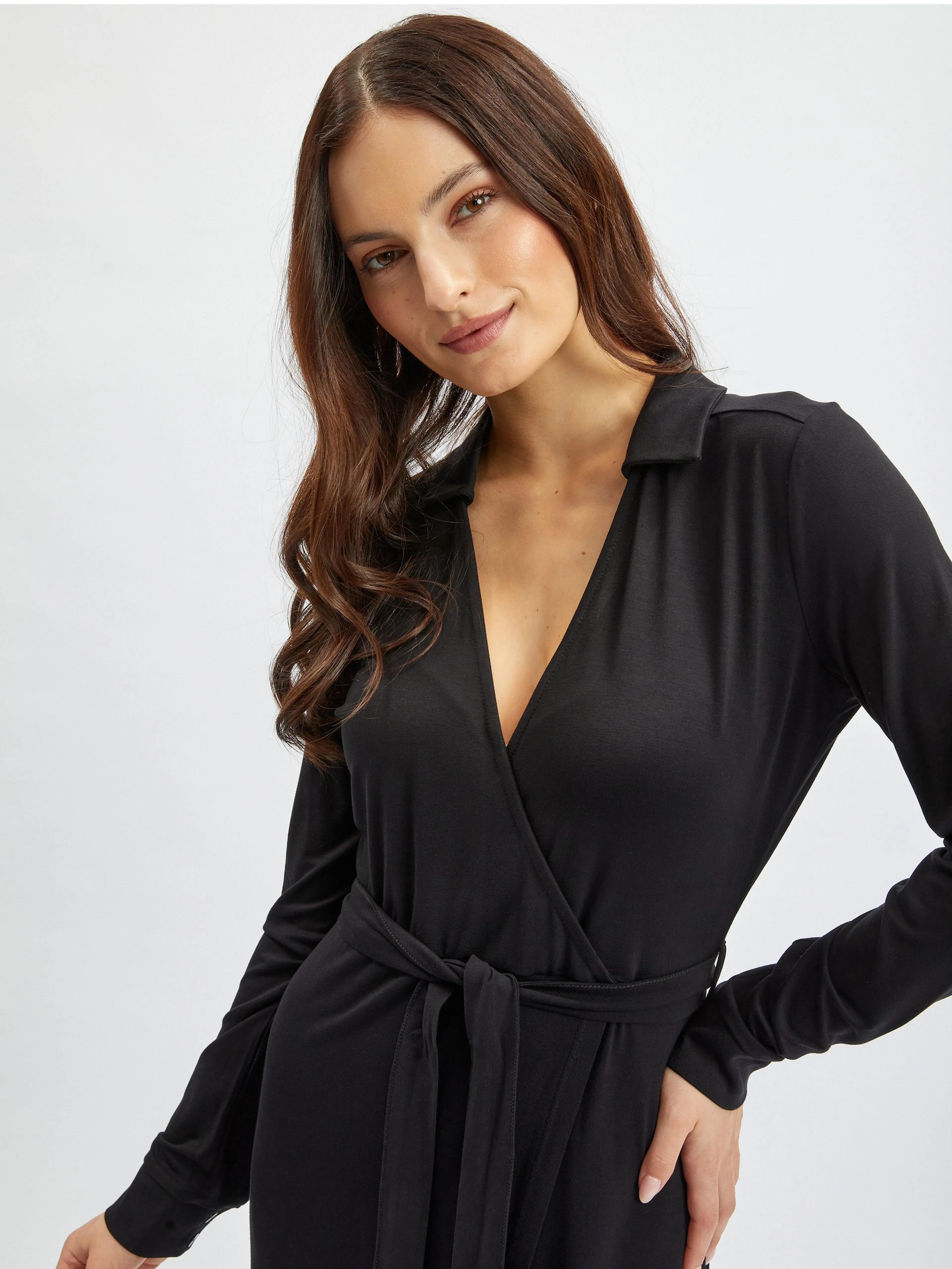 Schwarzes Damen-Wickelkleid ORSAY