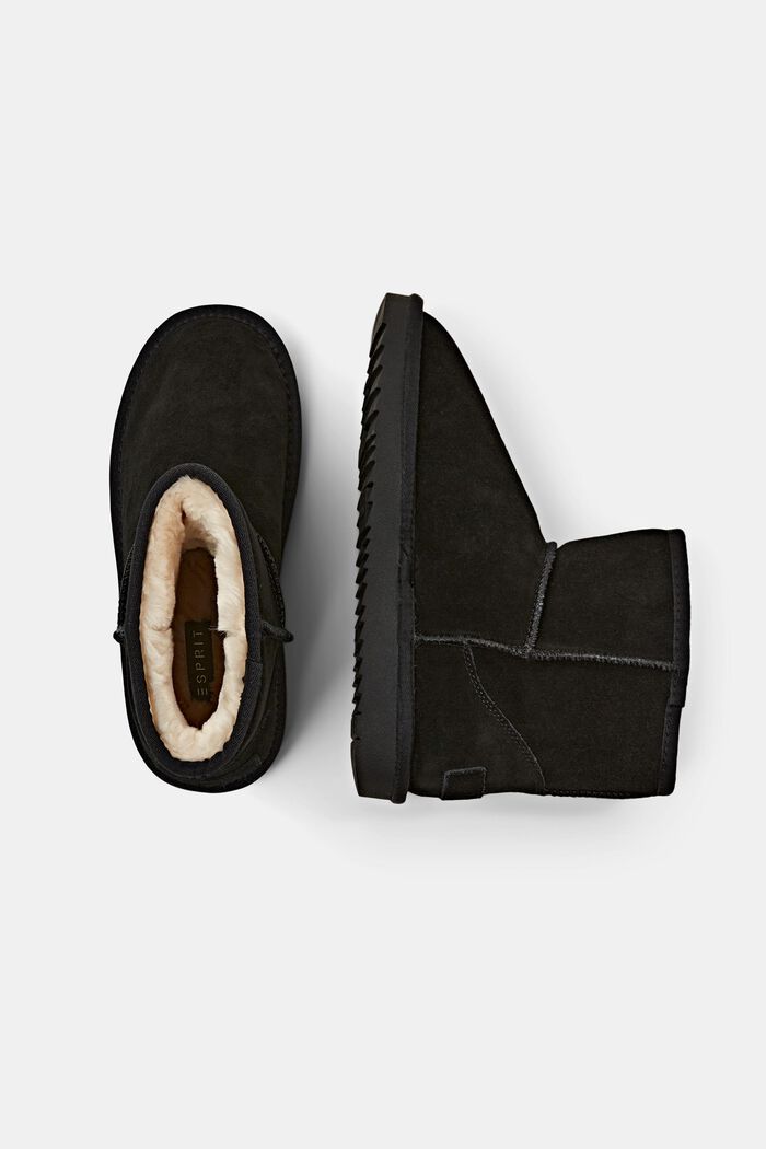 Veloursleder-Boots mit Kunstfellfutter