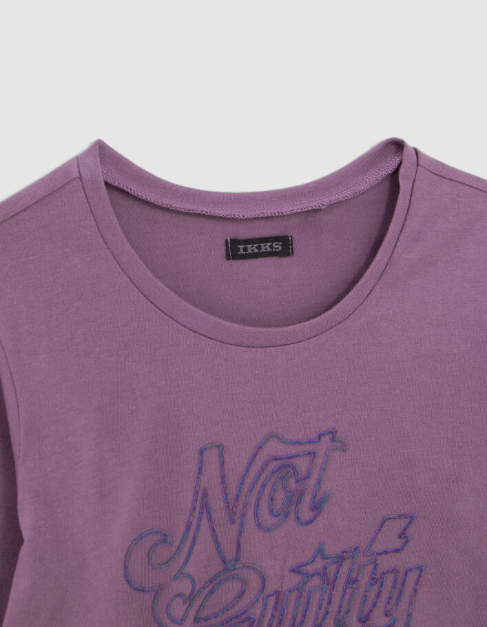 T-shirt rose coton bio message gomme iridescente fille