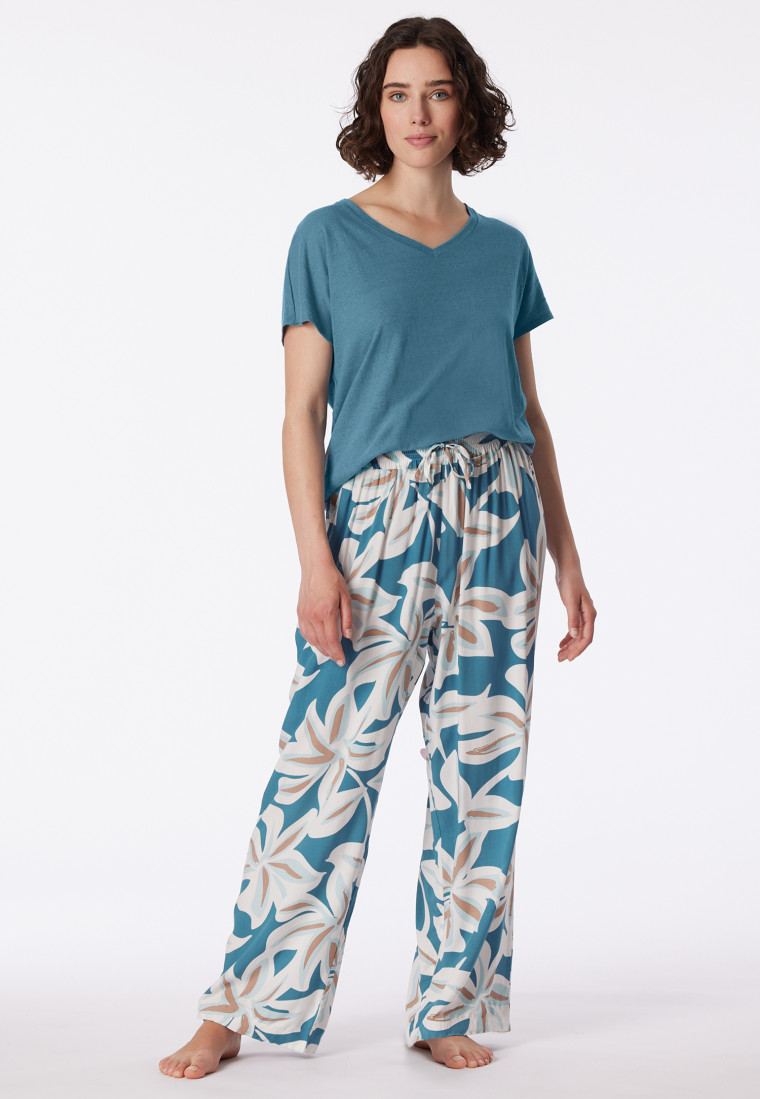 Loungehose lang Viskose Blumenprint multicolor - Mix+Relax