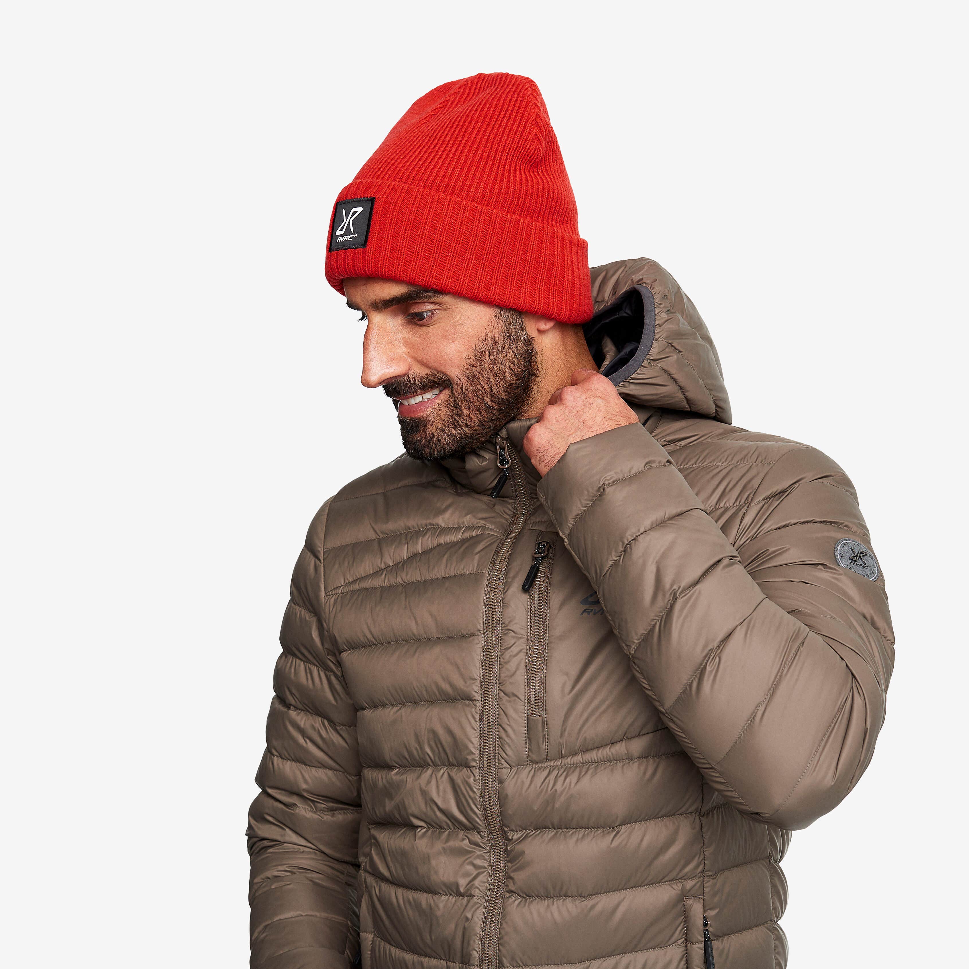 Ribbed Patch Beanie Molten Lava