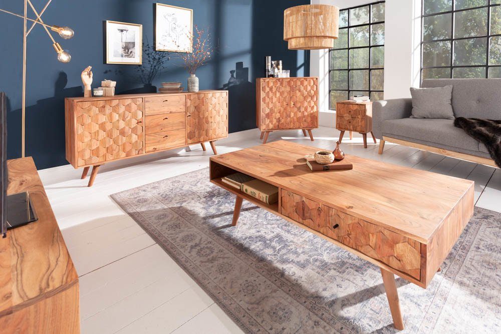 riess-ambiente Barschrank MYSTIC LIVING 76cm natur (1-St) Massivholz · Weinschrank · Wohnzimmer · Hausbar · Retro · Akazie