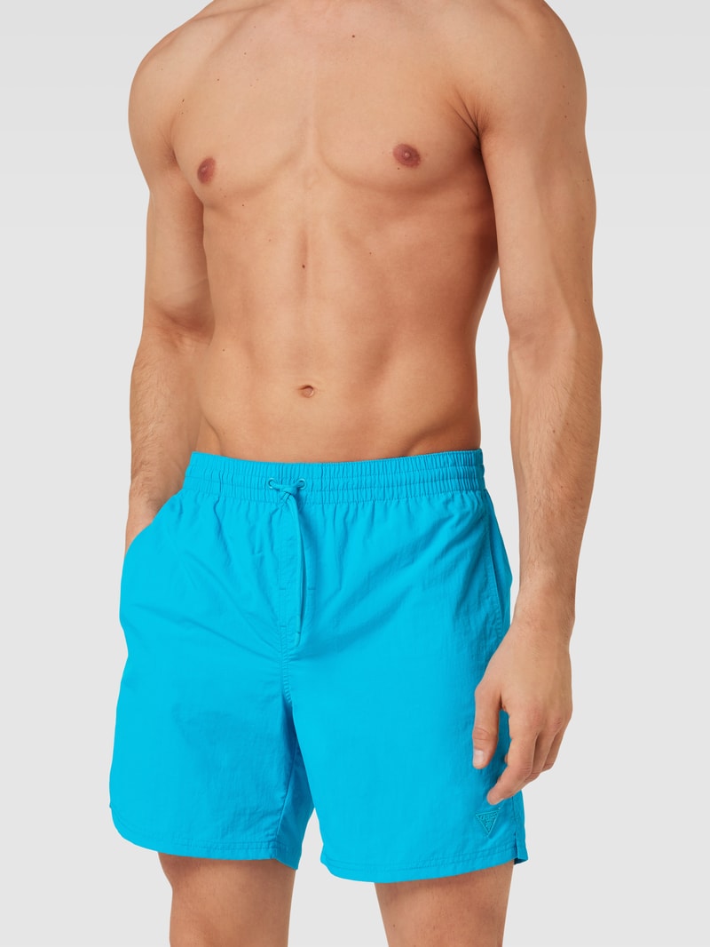 Badehose mit Label-Details in türkis
