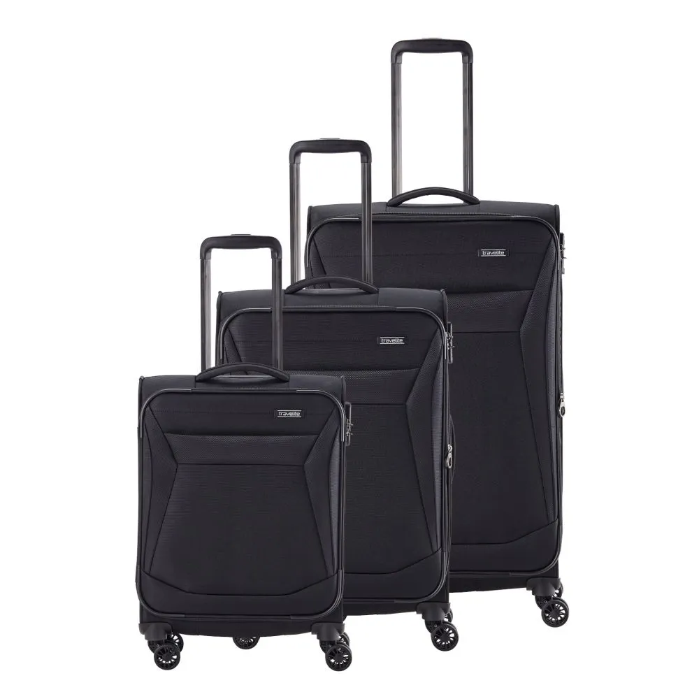 Travelite CHIOS Kofferset mit 4 Rollen Größe L\/M\/S - Schwarz