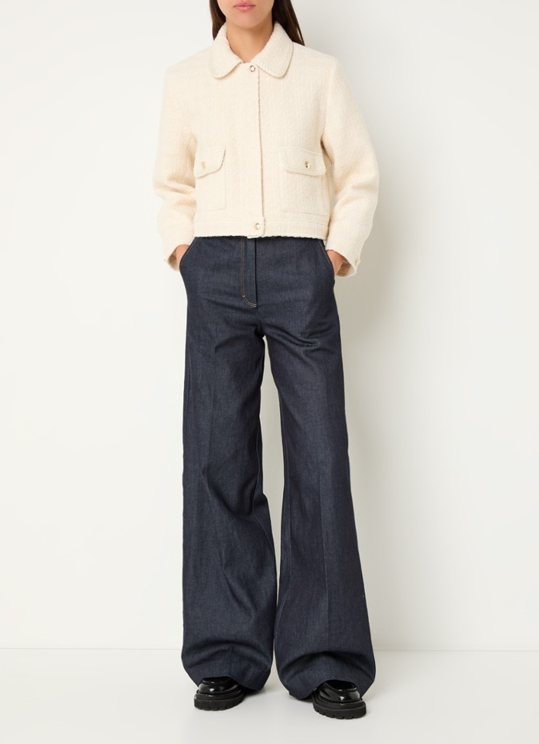 Sandro  Cropped jack in alpaca wolblend met klepzakken