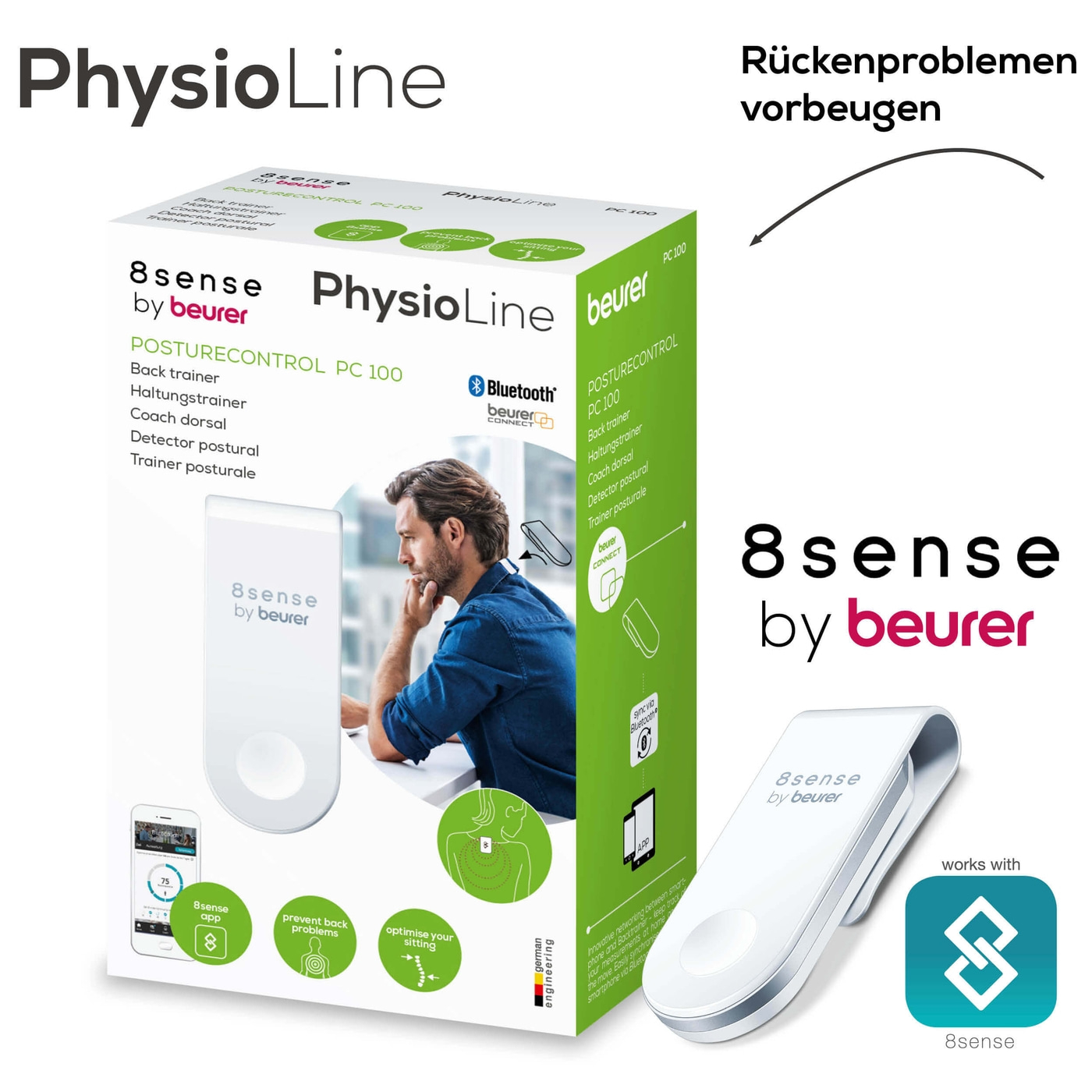 Der Beurer PC 100 PostureControl Haltungstrainer-Haltungstrainer mit sanftem Vibrationssignal zur Vorbeugung von Rückenproblemen