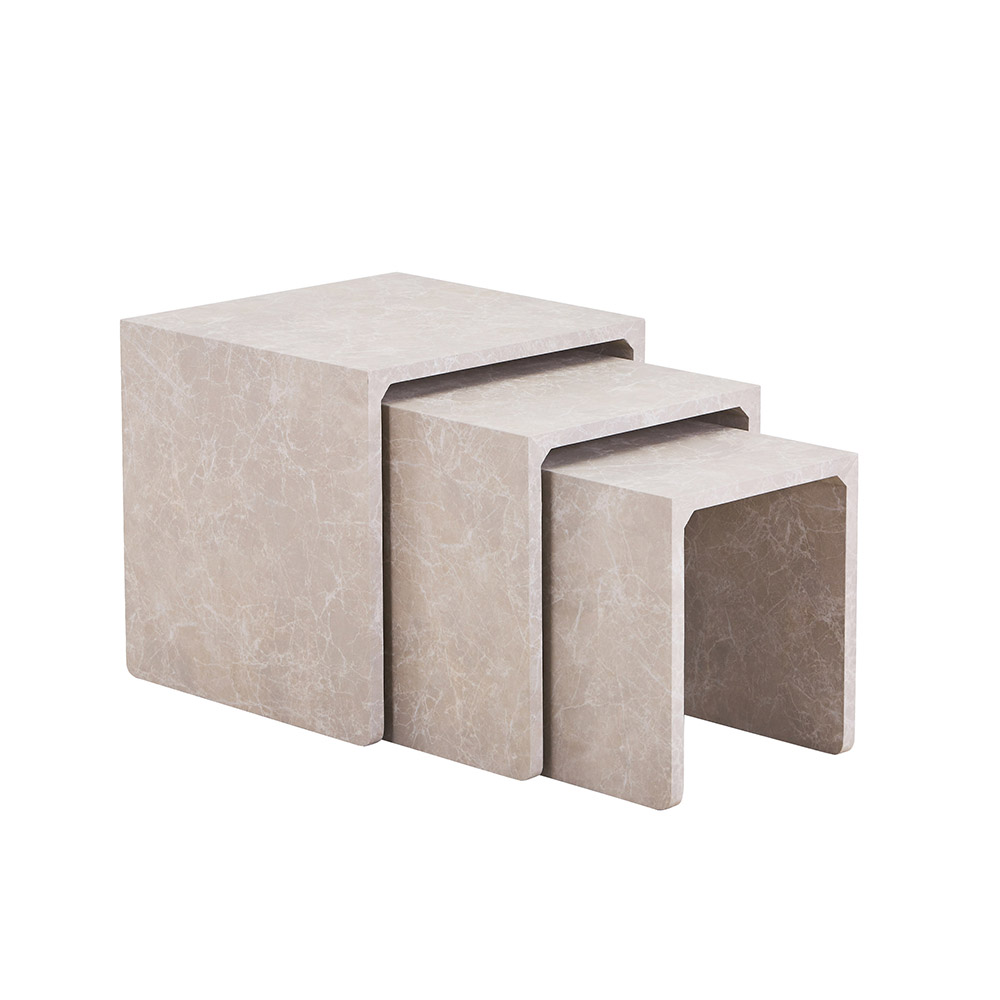 Home Deluxe HOME DELUXE Beistelltisch 3er Set IRIMA – Marmor Beige