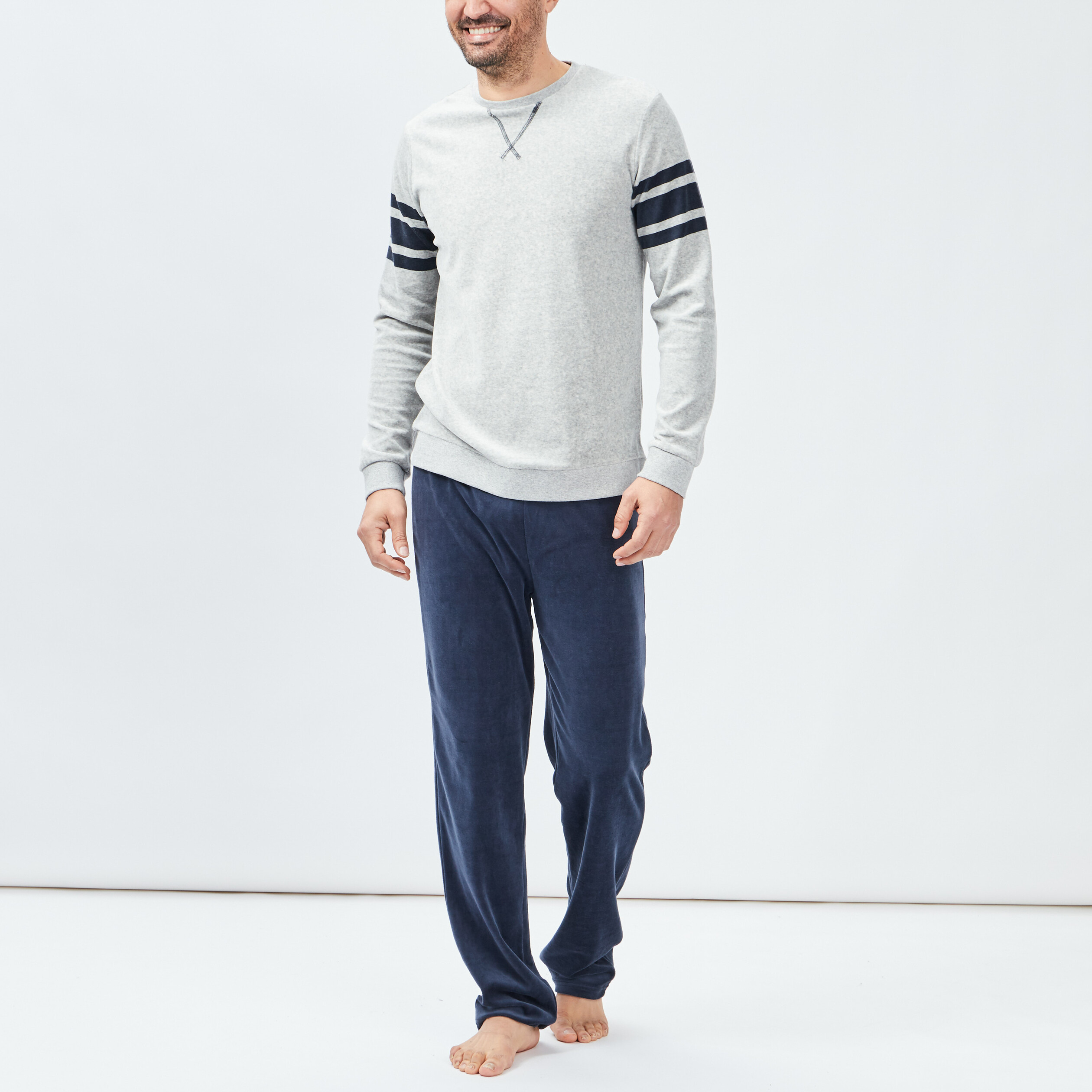 Ensemble pyjama 2 pièces gris homme | La Halle