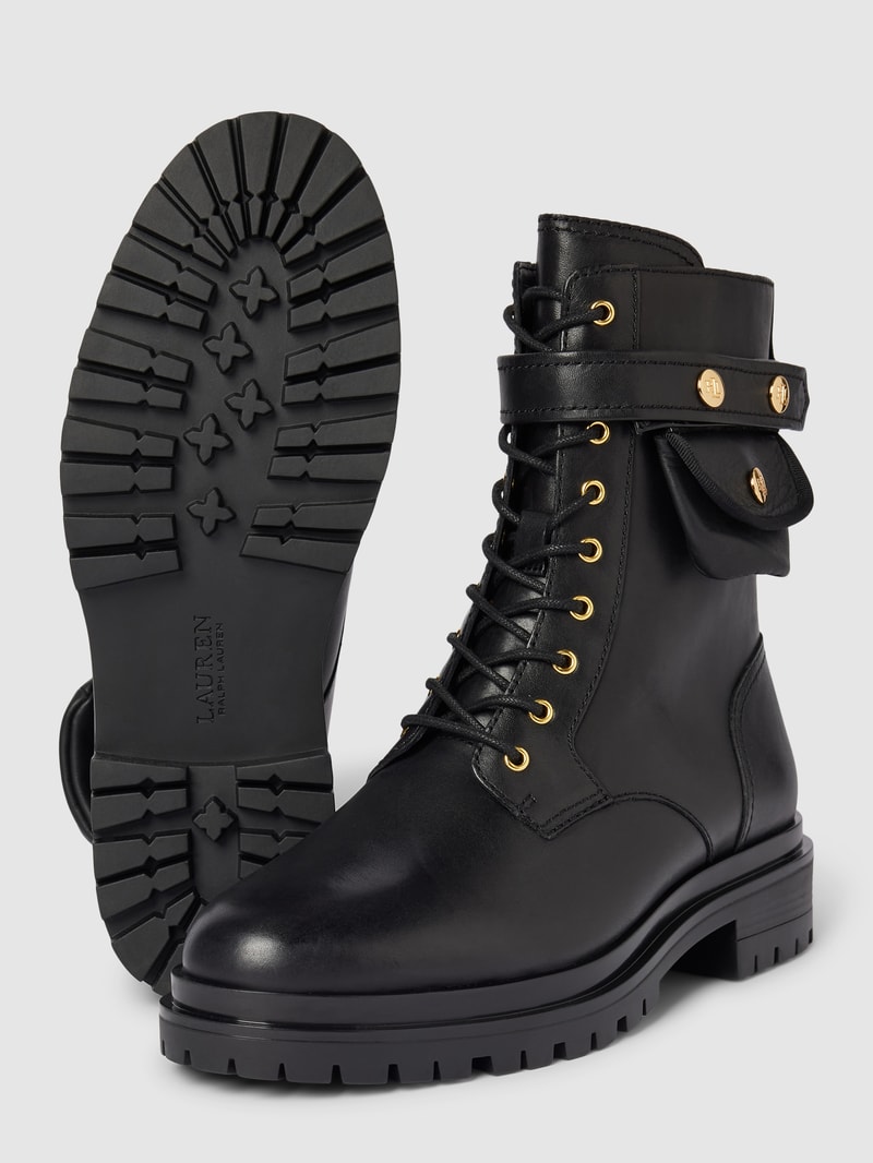 Boots aus Leder mit Label-Detail Modell 'CAMMIE' in schwarz
