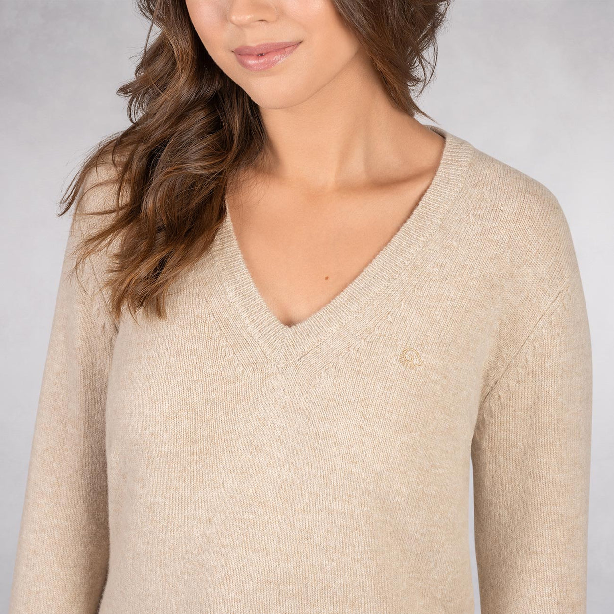 Wollpullover V-Ausschnitt Damen
