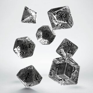 Elvish Translucent & black Dice Set (7)