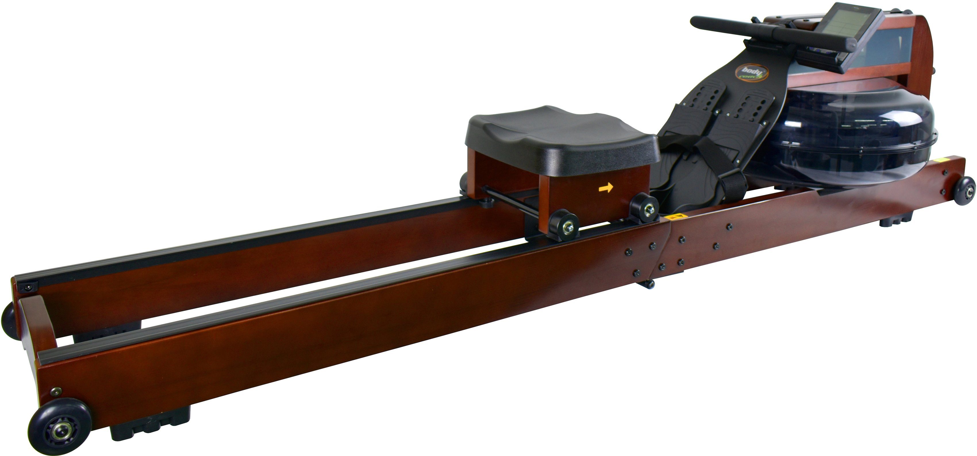 body coach Ruderzugmaschine Wood Champion II Rower, extra großer Wassertank, platzsparend faltbar
