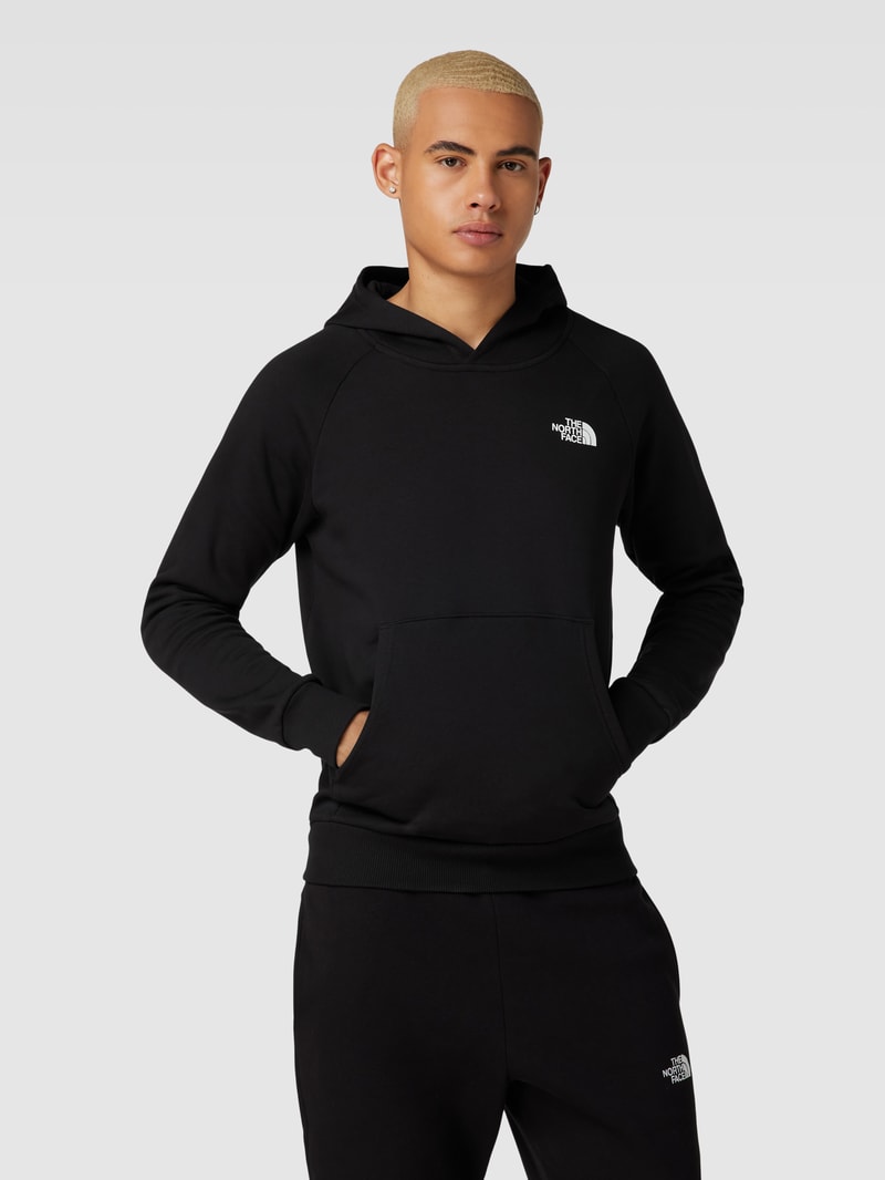 Hoodie mit Label-Print Modell 'RAGLAN' in schwarz