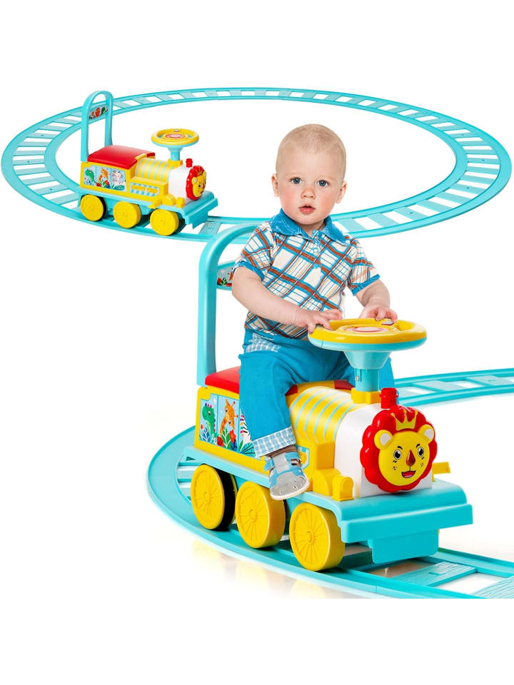 COSTWAY Aufsitz Lokomotive mit Bahn in Blau günstig kaufen onesize
