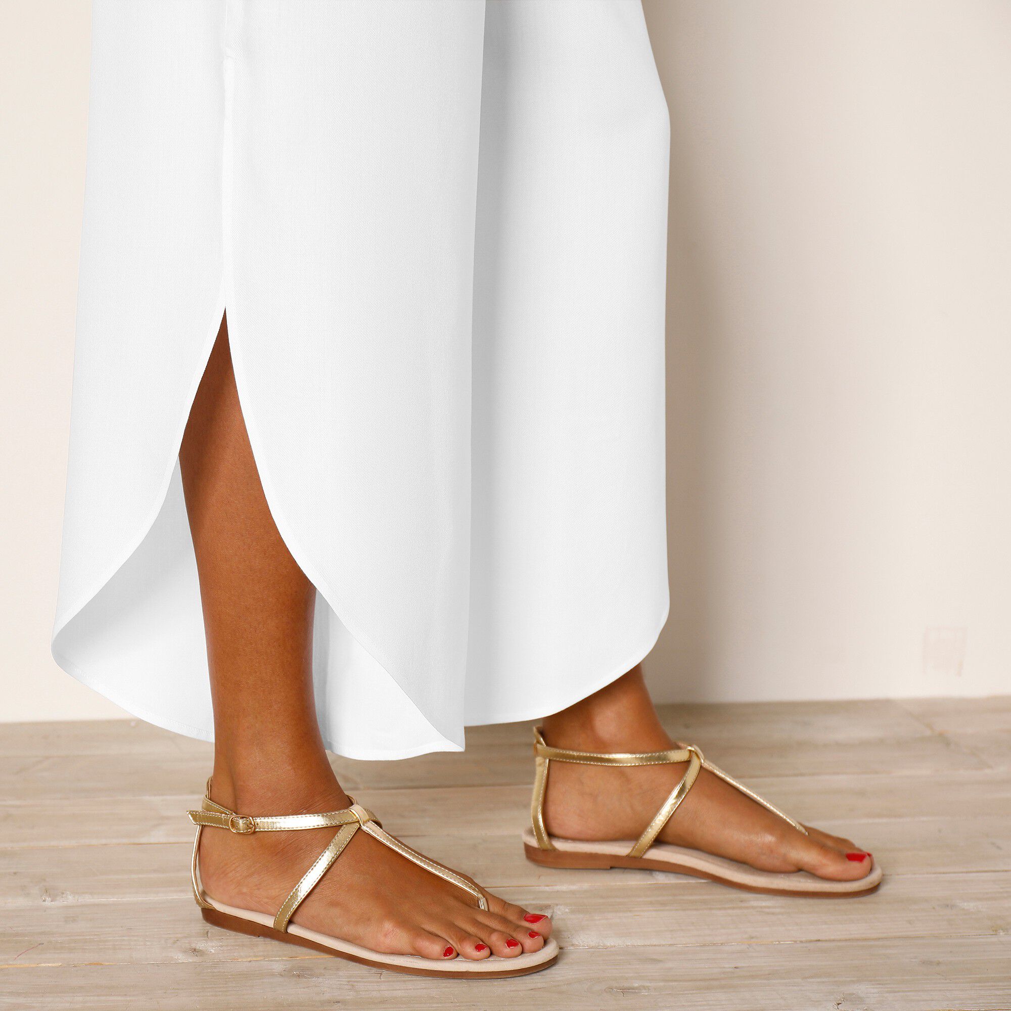 Pantalon large fendu