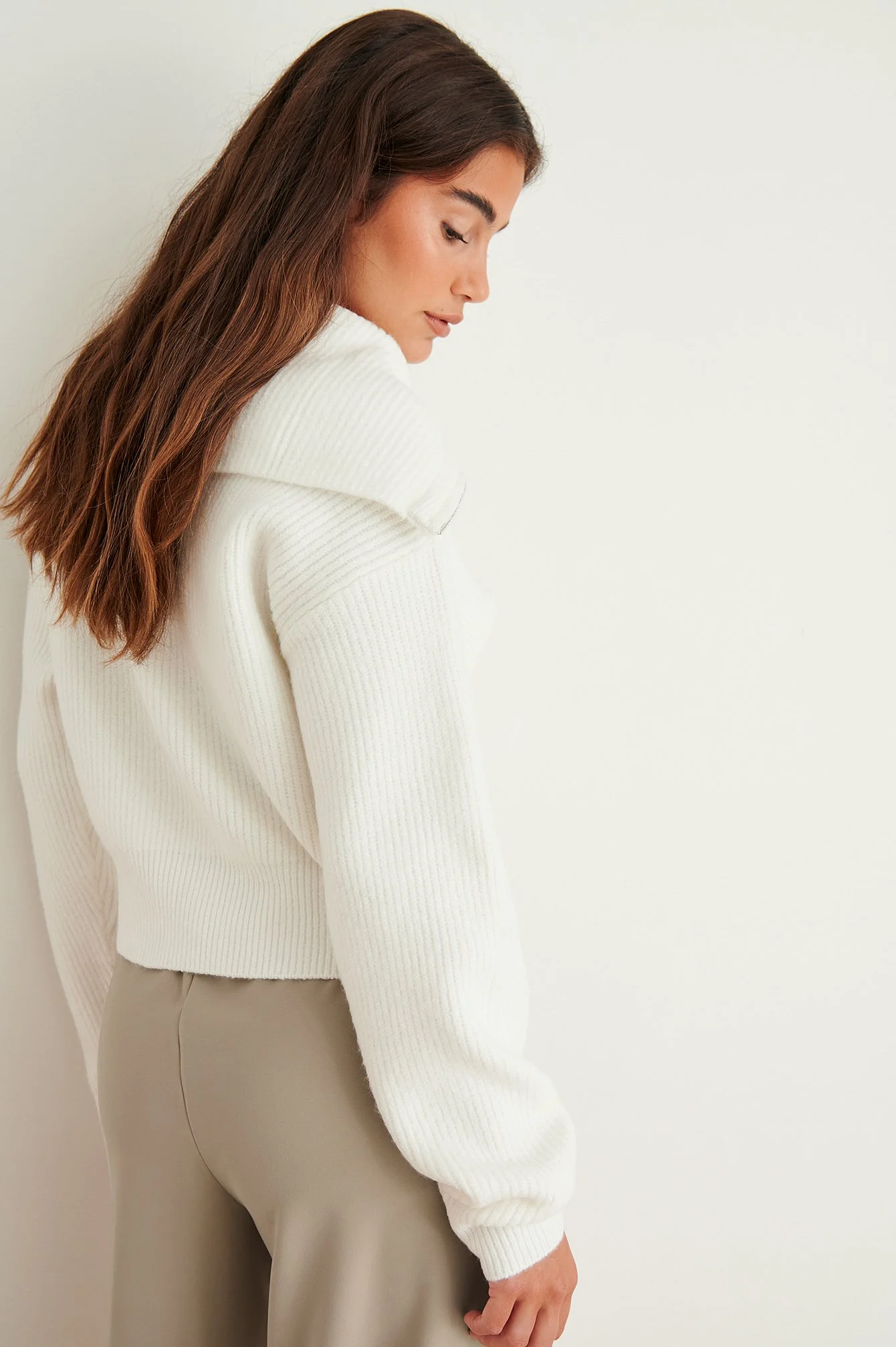 Strick-Cardigan mit Reißverschluss und großem Kragen