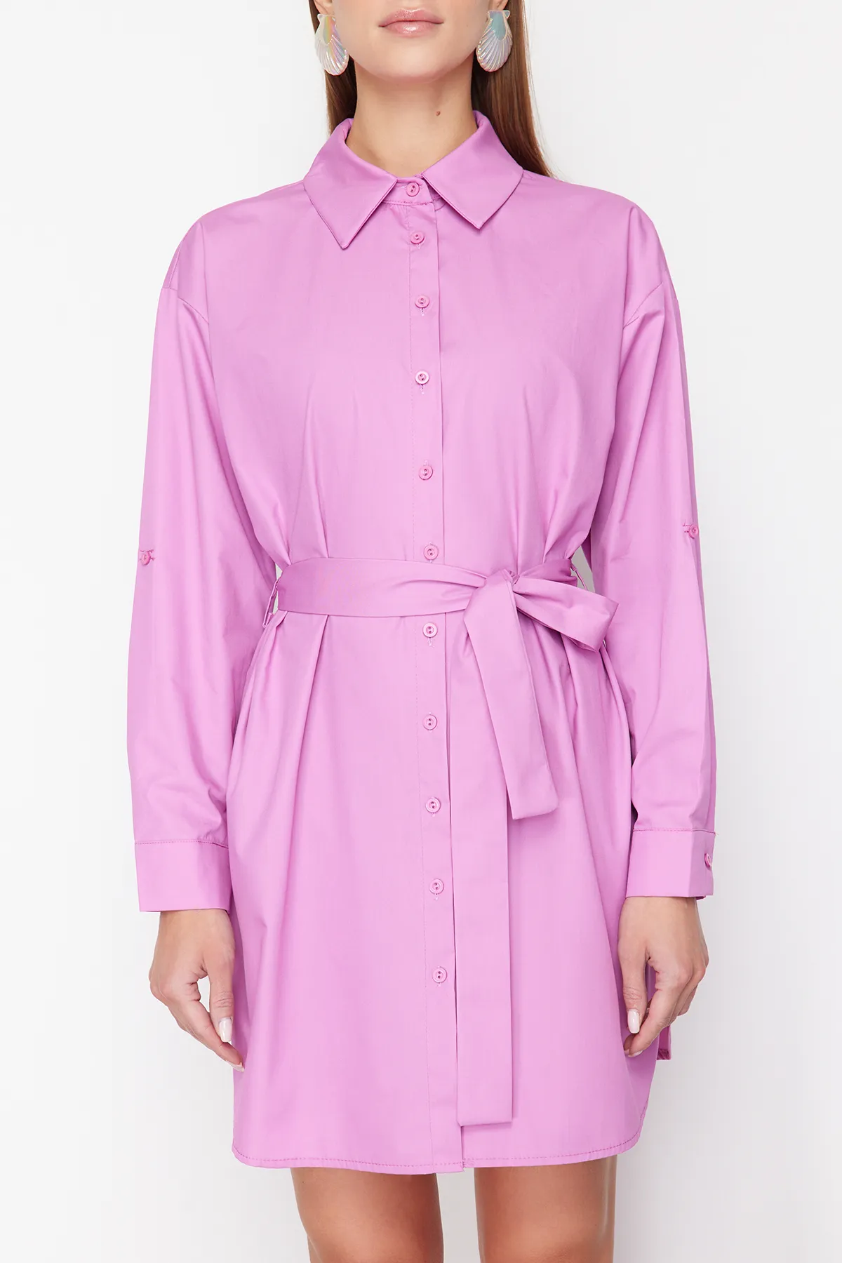 Trendyol Collection  Fuchsia gewebtes Minikleid TWOSS24EL00339