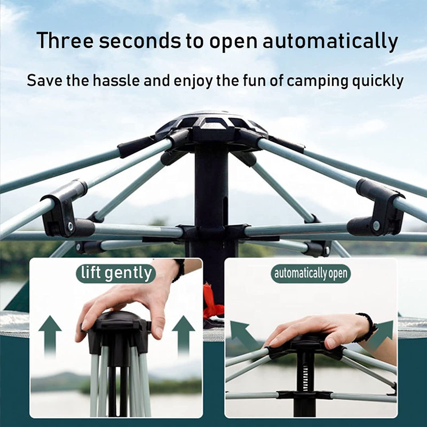 DOPWii Biwakzelt Wurfzelt,Camping Zelt,Pop Up Zelt,Wasserdicht,Abnehmbar, Personen: 3