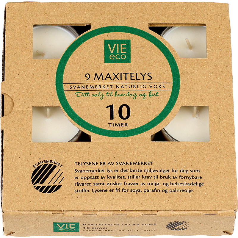 Vie Eco Maxitelys 9-pk 10 timer svanemerket Vie Eco