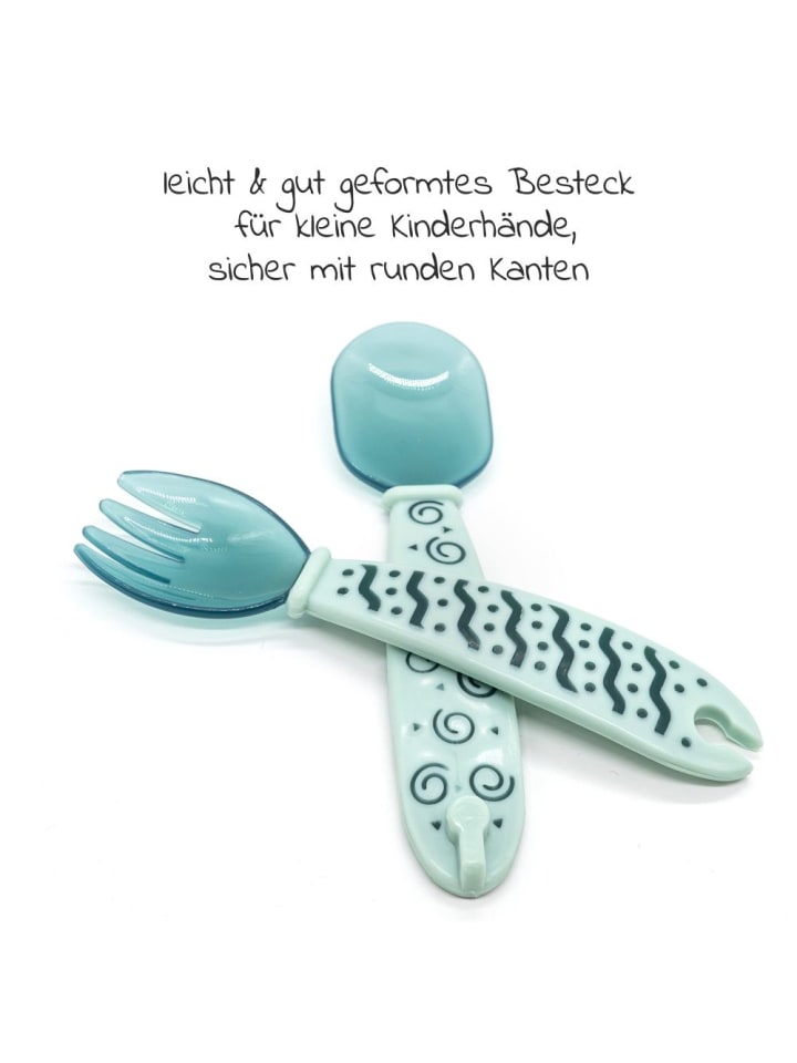 MiaMia Babyteller zum Mitnehmen inkl. Besteck - Grün in gruen günstig kaufen onesize