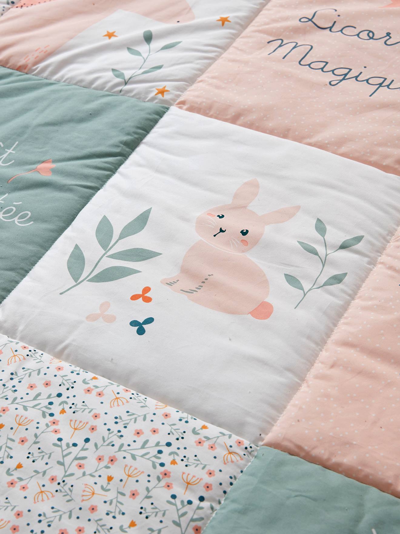 Vertbaudet Baby Spieldecke MÄRCHENWALD, Patchwork-Design - mehrfarbig