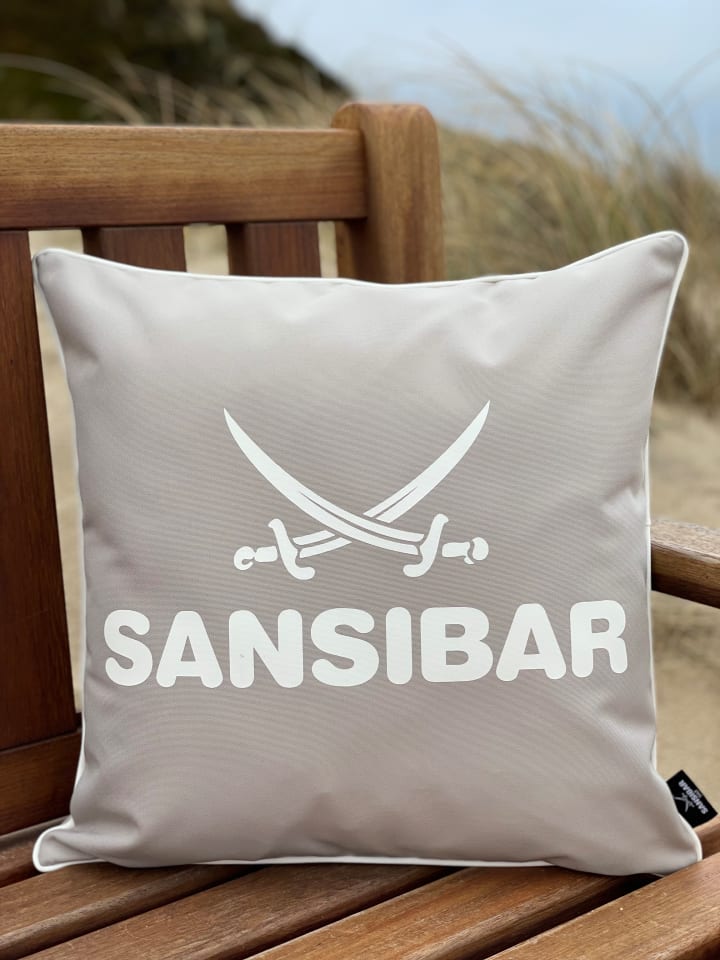 Sansibar Outdoor-Kissen mit Füllung in Taupe/Offwhite, 45x45 cm günstig kaufen 45x45 cm