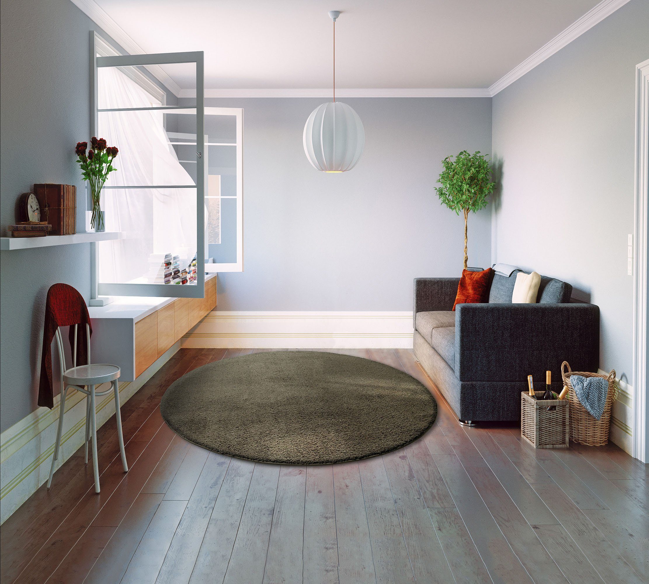 Hochflor-Teppich Vince, my home, rund, Höhe: 31 mm, besonders weich durch Mikrofaser, extra flauschig