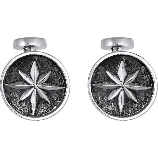 KUZZOI Manschettenknopf Kompass Windrose Symbol Maritim Massiv 925 Silber