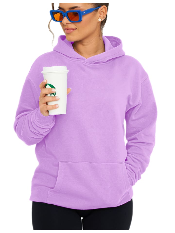 DAILY COTTON Kapuzenpullover - DCPRESOV Basic Oversize Hoodie Einfarbig Sweatshirt in Lila Dark günstig kaufen XS
