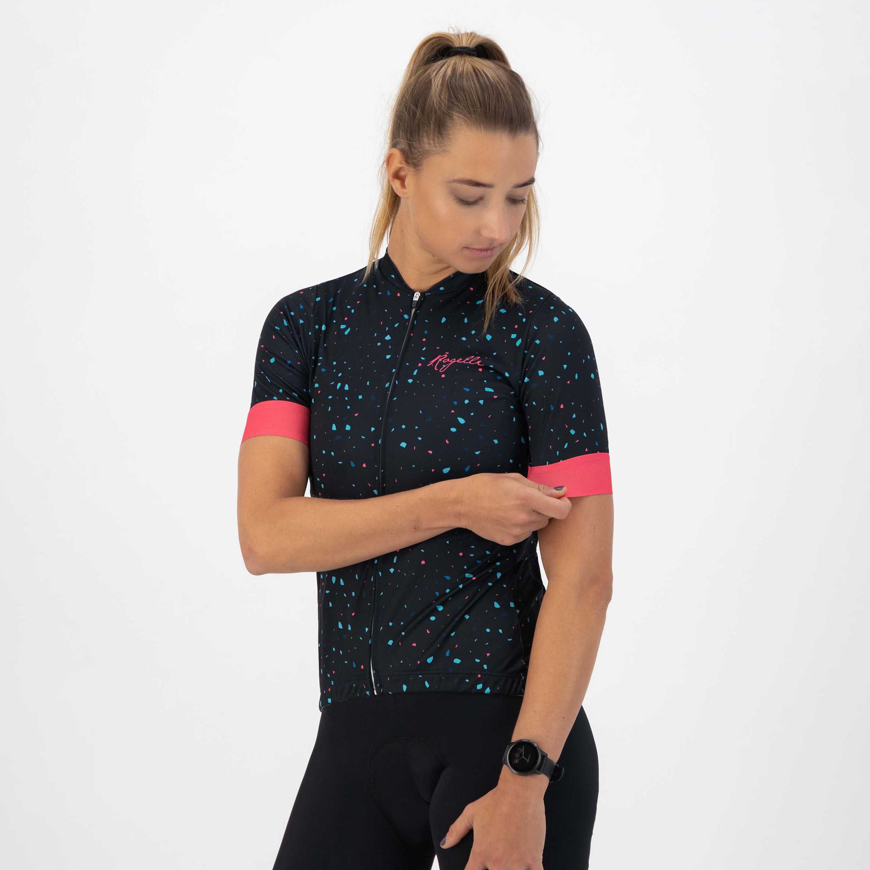 Rogelli Terrazzo Blau/Rosa Damen Radtrikot Kurzarm