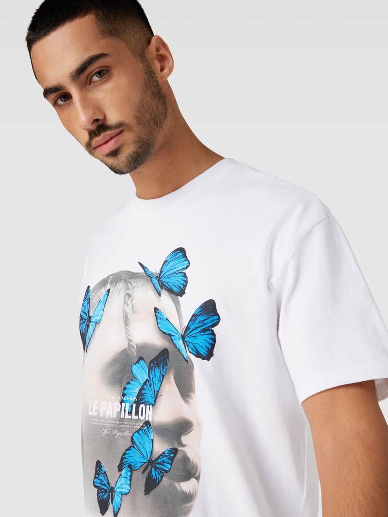T-Shirt mit Motiv-Print Modell 'LE PAPILLON' in weiß