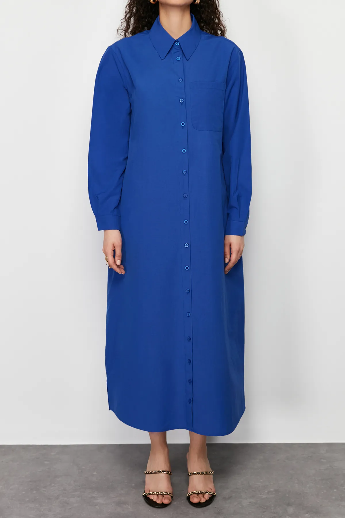 Trendyol Modest  Saks Plain Woven Hemdkleid TCTSS24EB00137