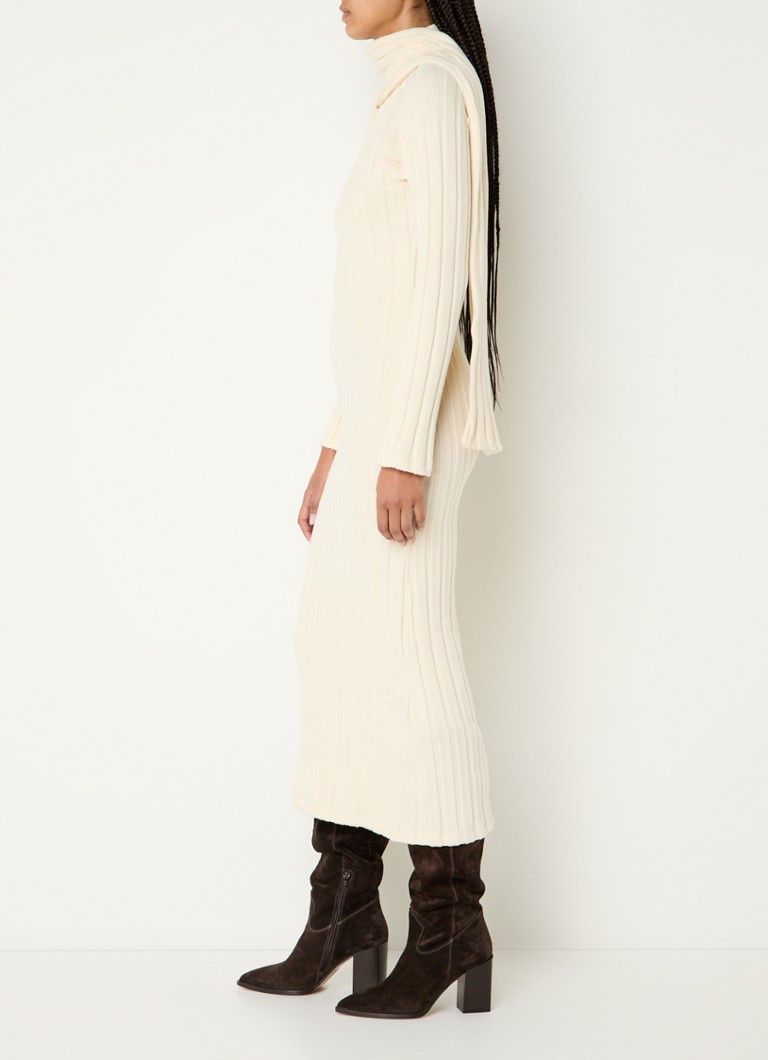 Abito midi in maglia fine di Claudie Pierlot con collo a scialle