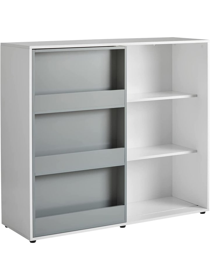 SoBuy Bücherregal in Weiß und Hellgrau - (B)119 x (H)116 x (T)39cm günstig kaufen onesize