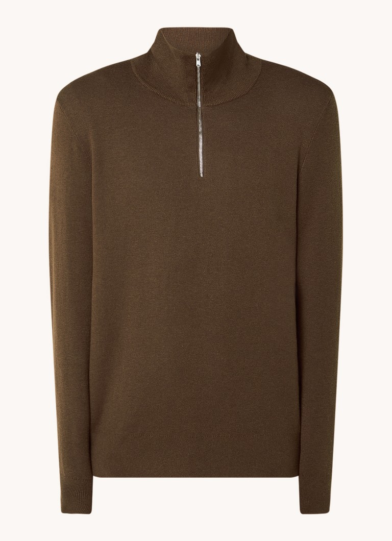 Sandro Fine-knit sweater in wool blend with half zip