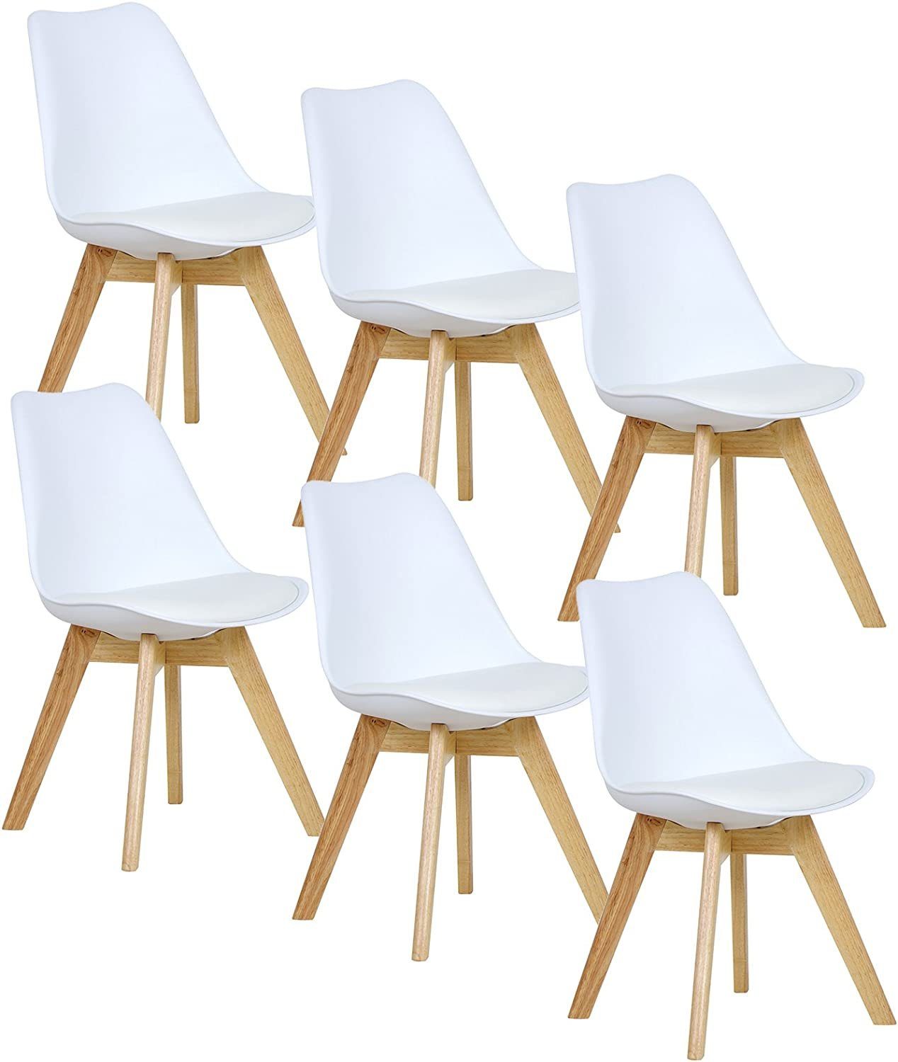 Woltu Esszimmerstuhl (Set, 6 St), Designstuhl Sitzfläche aus Kunstleder