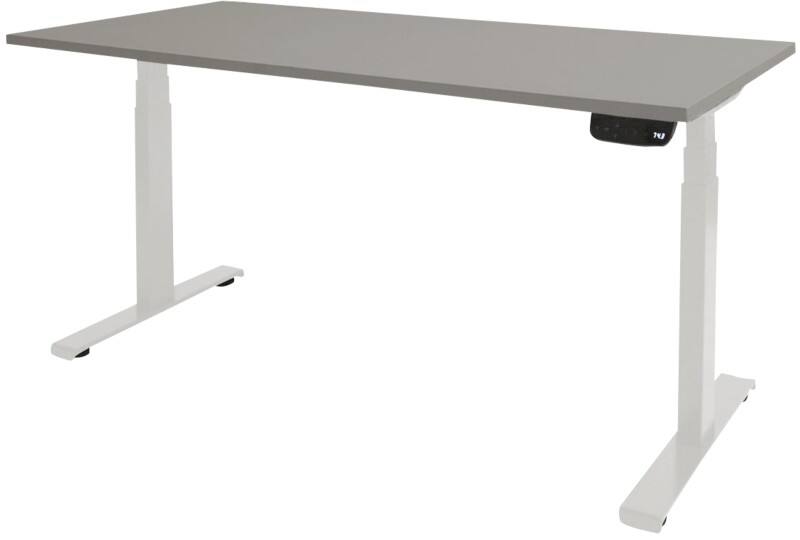 Schaffenburg Höhenverstellbar Sitz-Stehschreibtisch Rechteckig Holz Weiß T-Fuß 1.400 x 800 x 645 mm
