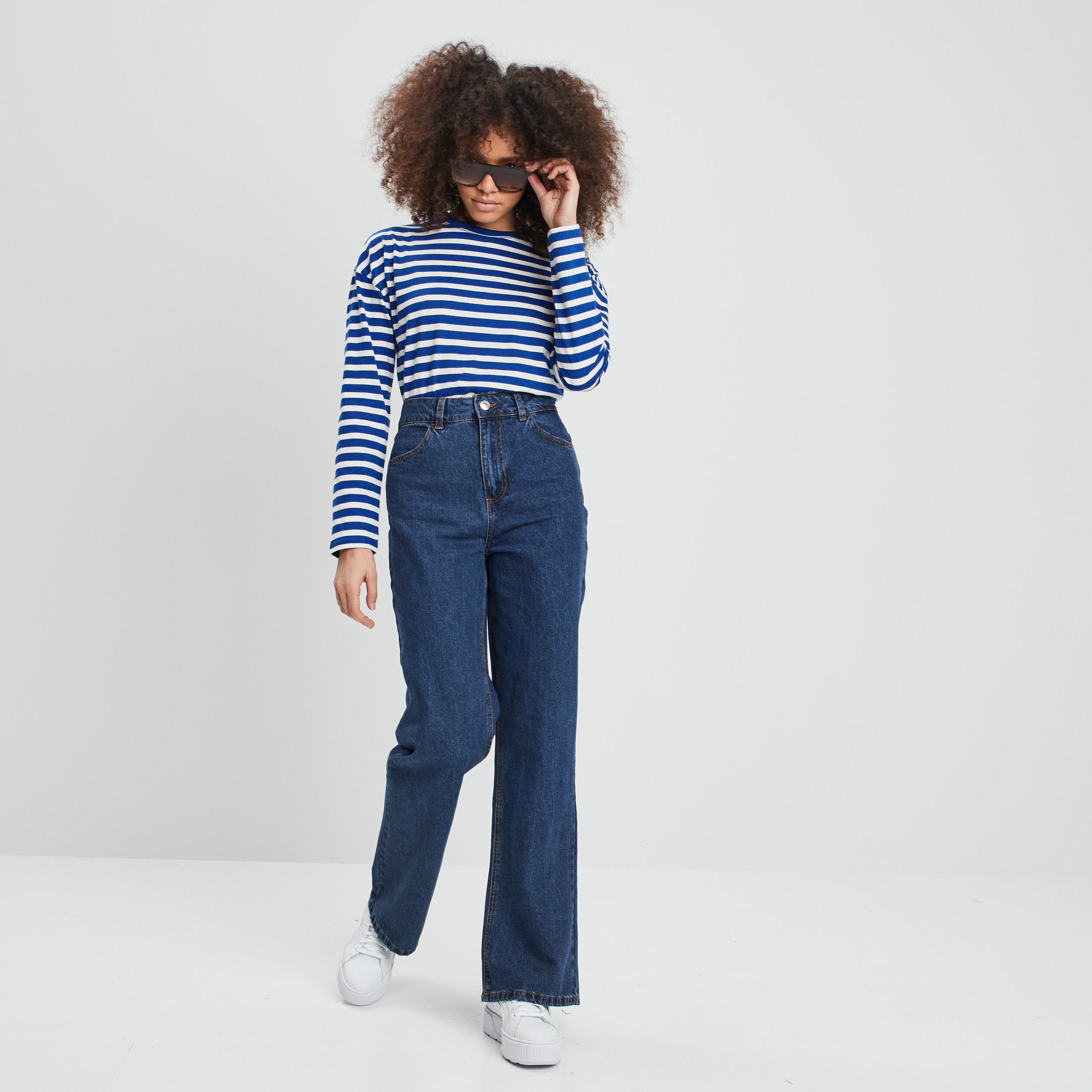 T-shirt marinière manches longues Creeks ecru femme | La Halle