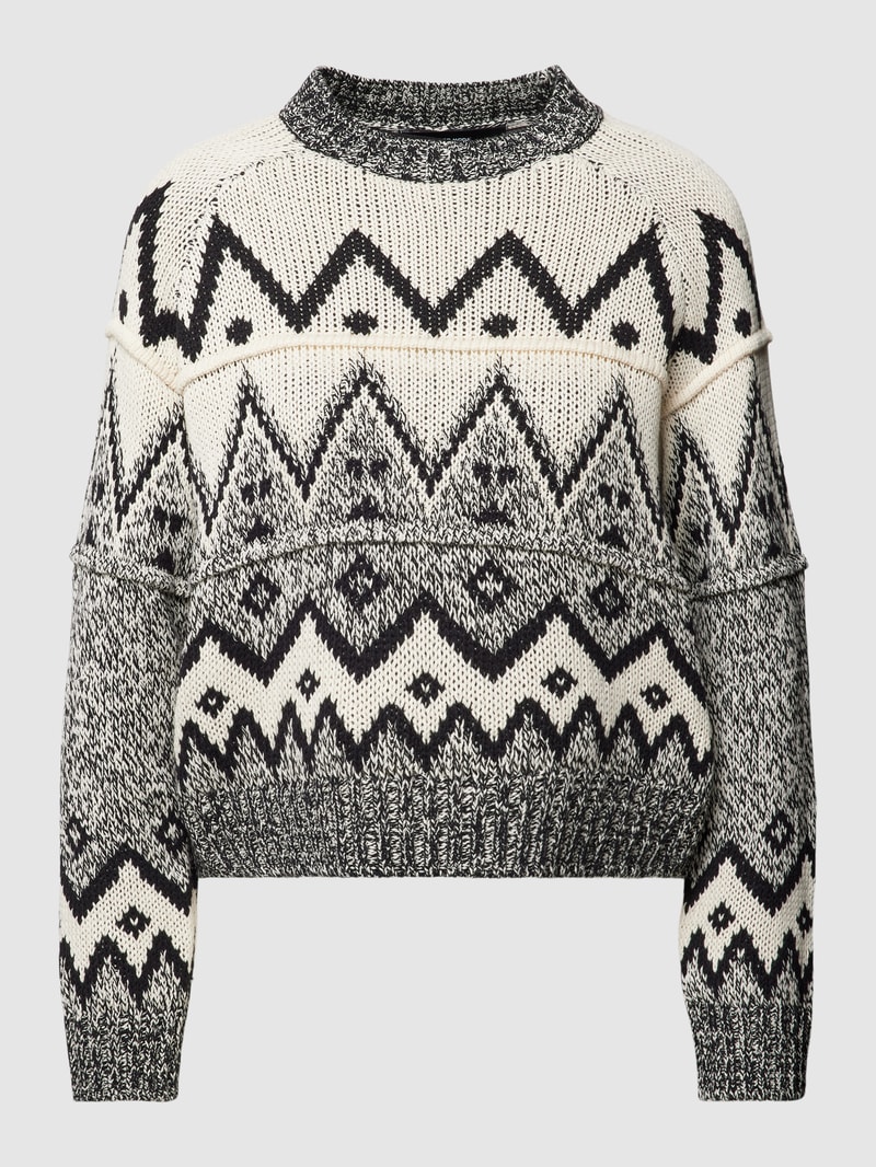 Strickpullover mit gerippten Abschlüssen Modell 'FROSTY' in offwhite