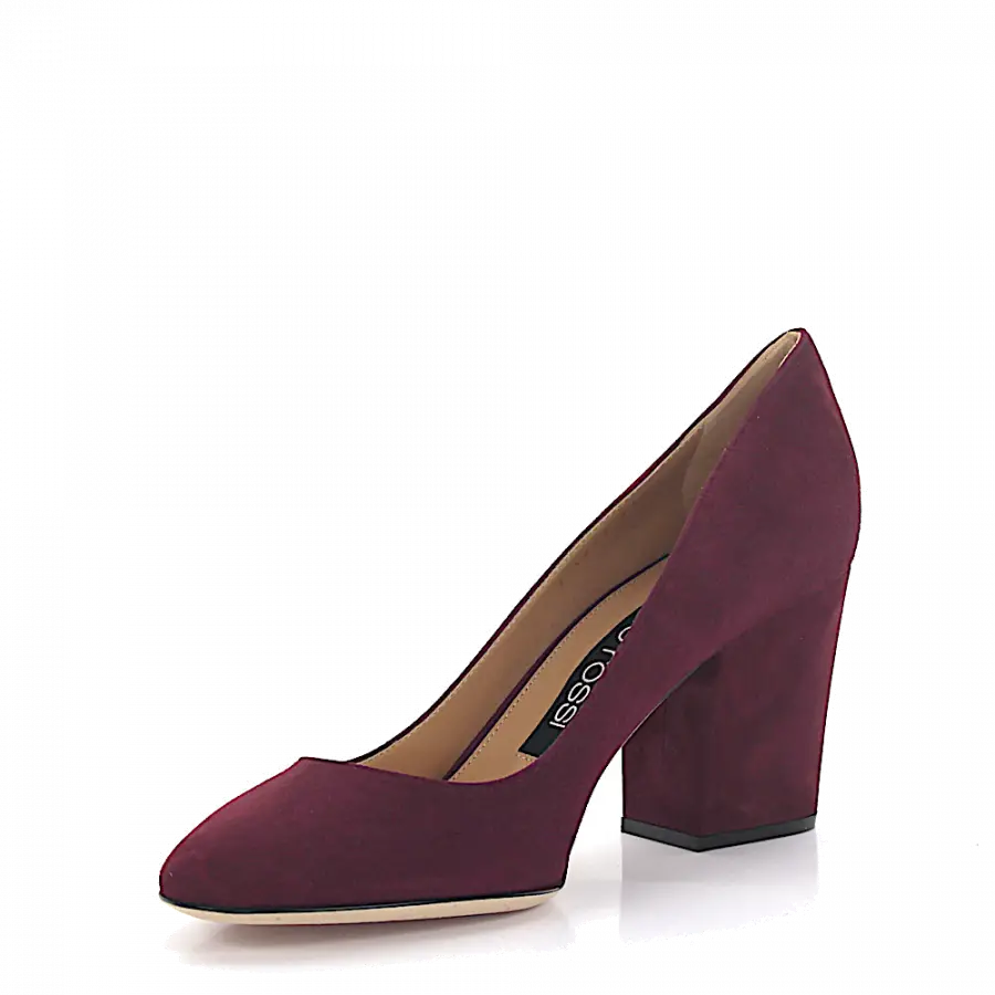 Sergio Rossi - Pumps Kalbsleder Veloursleder bordeaux - rot