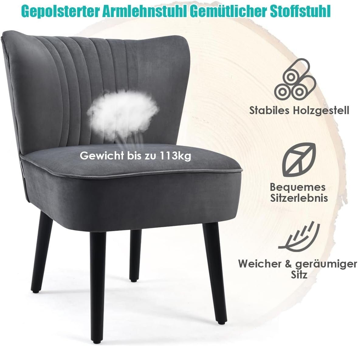 KOMFOTTEU Polsterstuhl Relaxsessel (2er Set), mit Gepolstertem Sitz & Hoher Rückenlehne