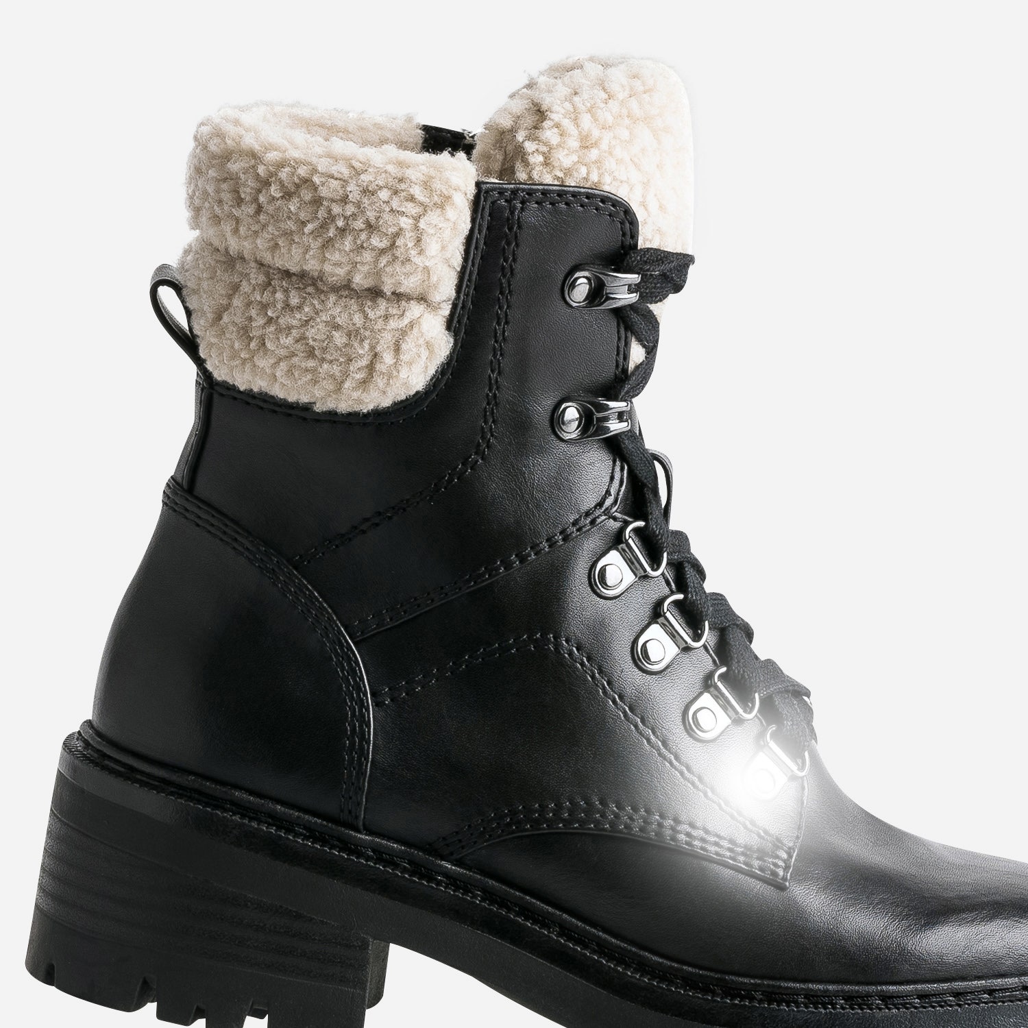 Boots à lacet TEXTO noir à col fourré