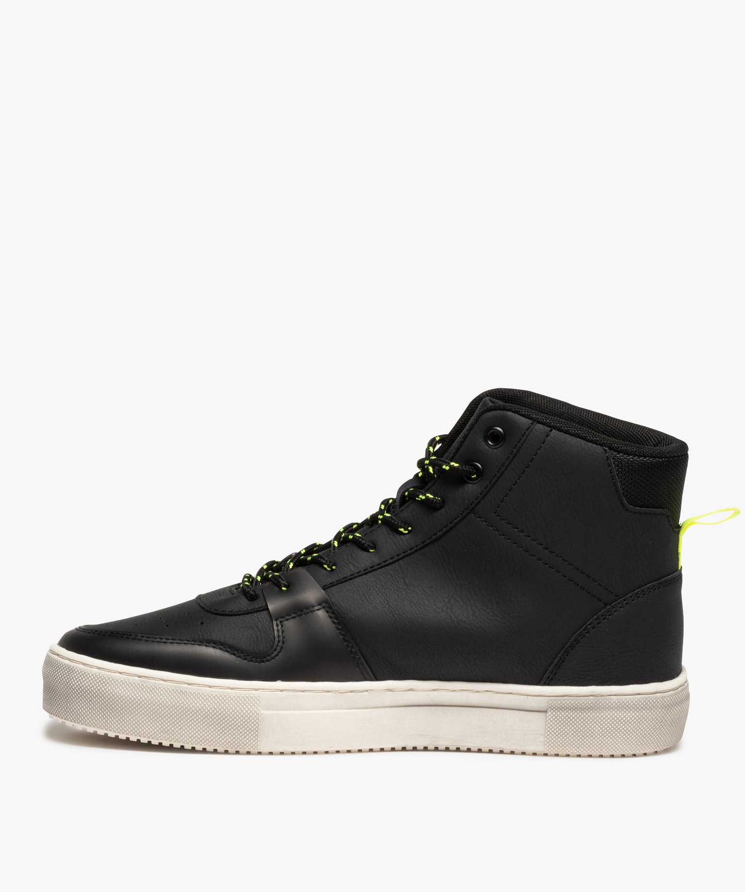 Baskets homme unies semi-montantes à lacets noir | GEMO