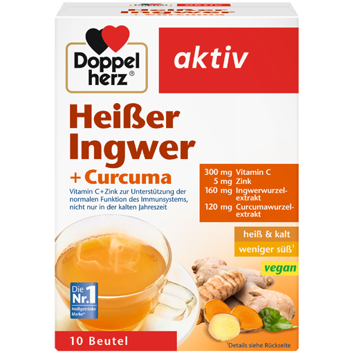 DOPPELHERZ heißer Ingwer Curcuma Beutel  10 St  Beutel