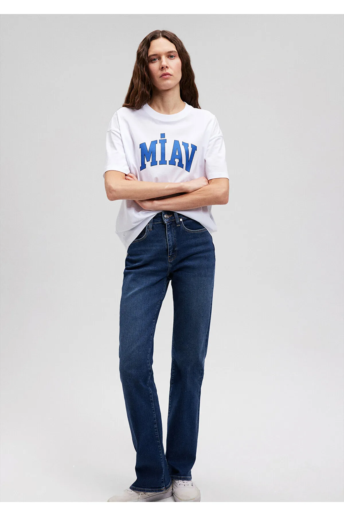 Mavi  Miav bedrucktes weißes T-Shirt mit lockerer Passform / Loose Relaxed Fit1612457-620