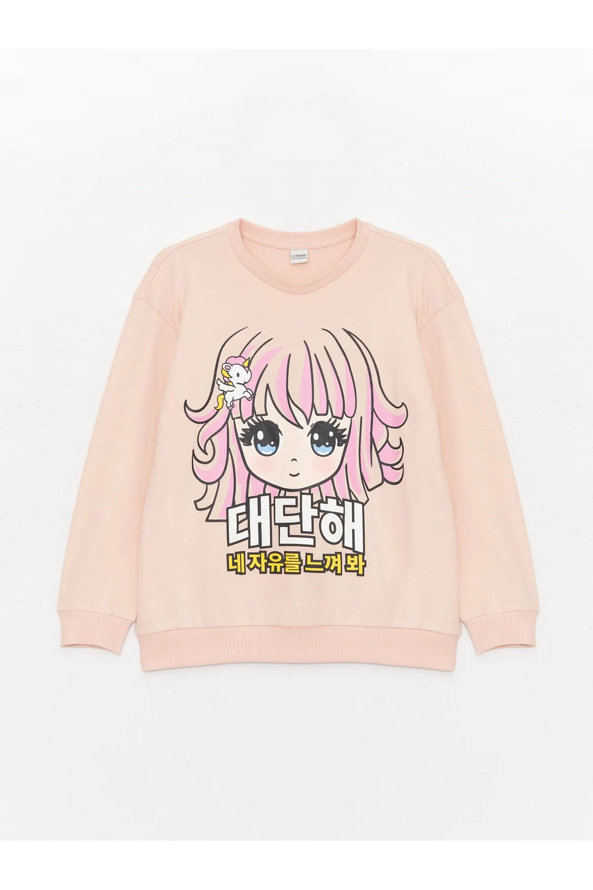 LC Waikiki  Bedrucktes Sweatshirt und Leggings für Mädchen mit langen Ärmeln und Rundhalsausschnitt