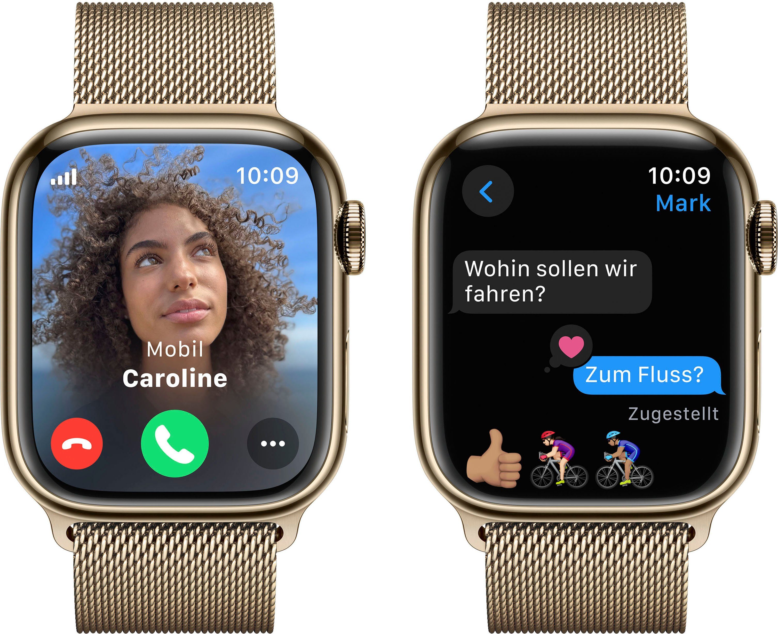Apple Watch Series 9 GPS + Cellular 41mm Edelstahl Smartwatch (4,1 cm/1,61 Zoll, Watch OS 10), Milanese Loop